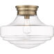 Ingalls 1 Light 16 inch Modern Brass Semi-flush Ceiling Light, Large